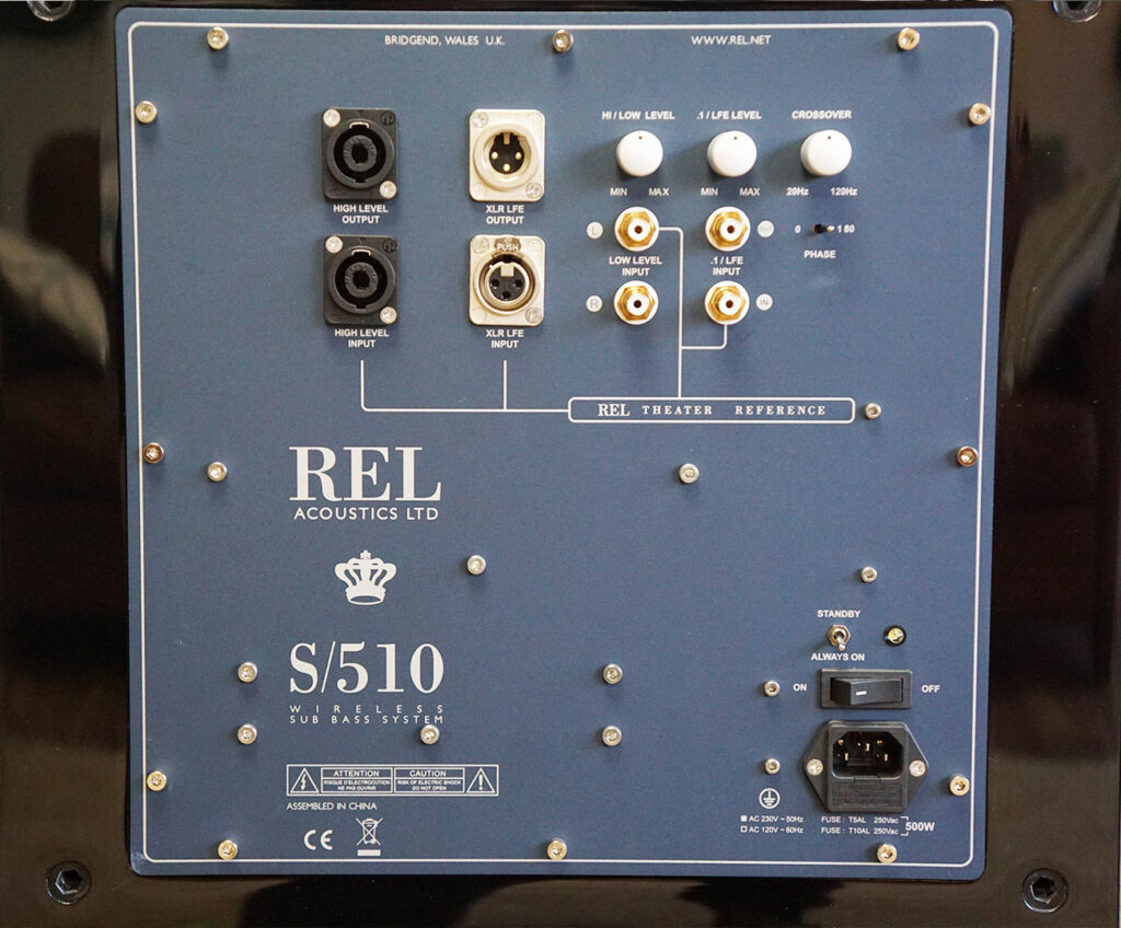 REL S/510 rear panel