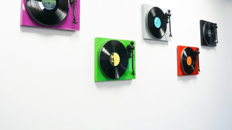 Pro-Ject decks on wall