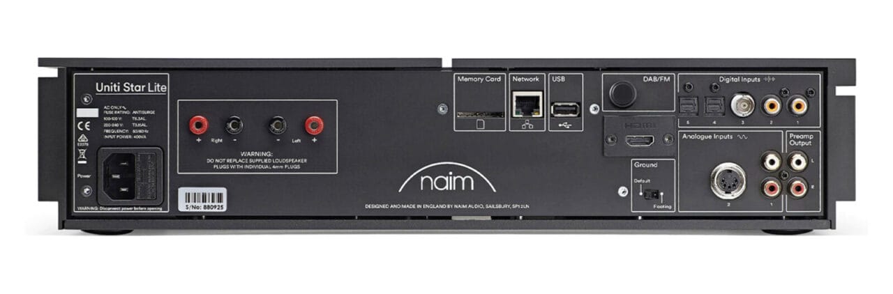Naim Uniti Star Lite rear connections
