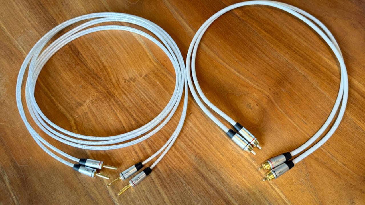 QED cables on wood